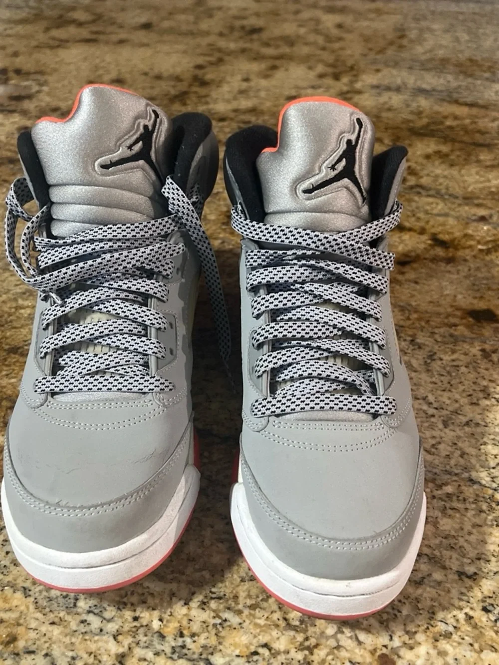 Jordan Men’s Grey Sneakers with Infrared Accents